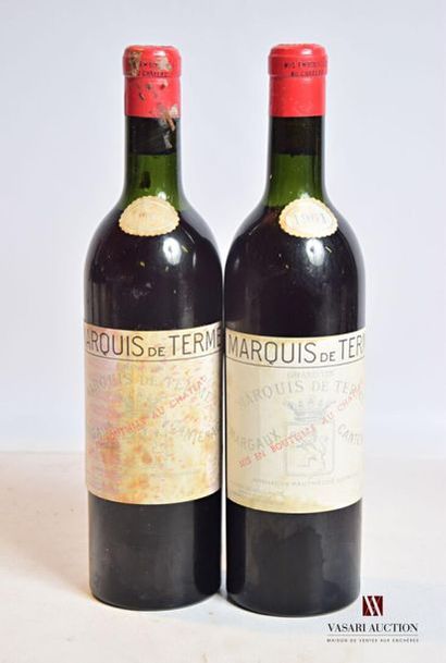 null 2 bottlesChâteau MARQUIS DE TERMEMargauxGCC1961
And: 1 slightly stained, 1 stained....