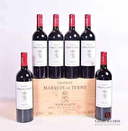 null 6 bouteilles	Château MARQUIS DE TERME	Margaux GCC	2012
	Présentation et niveau,...