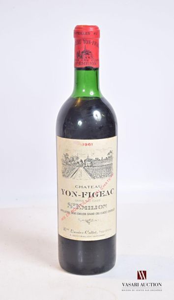 null 1 bouteille	Château YON FIGEAC	St Emilion GCC	1961
	Et. un peu tachée. N : haut...