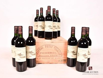 null 12 bottlesChâteau PETIT VILLAGEPomerol1986
And: 11 impeccable, 1 with 2 small...