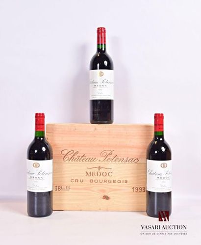 null 3 bouteilles	Château POTENSAC	Médoc CB	1993
	Et. impeccables. N : 2 mi/bas goulot,...
