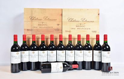 null 12 bottlesChâteau POTENSACMédoc CB1993
And: 11 impeccable, 1 very slightly stained....