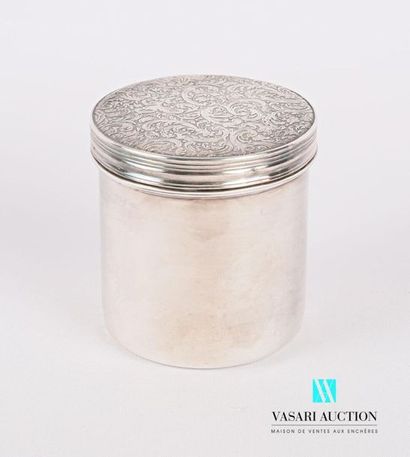 null Ointment box in silver truncated cone shape, the lid has an engraved decoration...