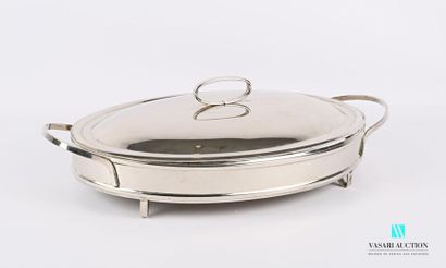 null Oval gratin dish support in silver plated metal, the sockets are applied, it...