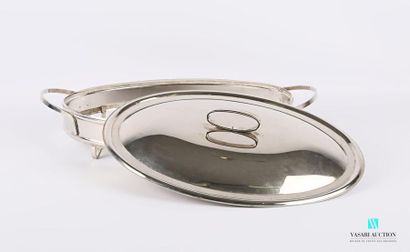 null Oval gratin dish support in silver plated metal, the sockets are applied, it...