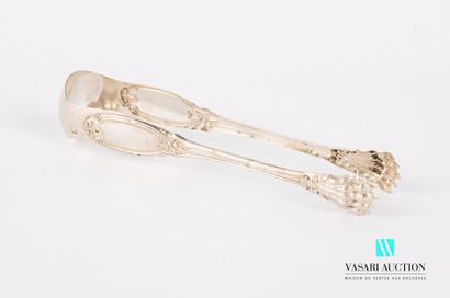 null Silver sugar tongs 800 thousandths, arms decorated with a blind medallion, wrapped...