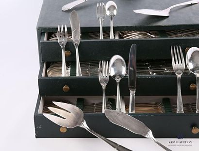 null Household silver-plated metalware, handles decorated with foliage scrolls and...