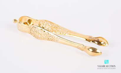 null Pince à sucre en argent doré (1819-1838), les bras piriforme ajouré dans leur...