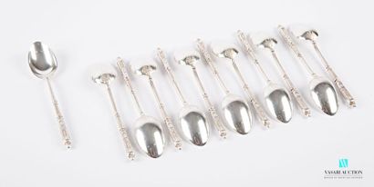 null A suite of twelve teaspoons in silver plated metal, the handle is said to be...