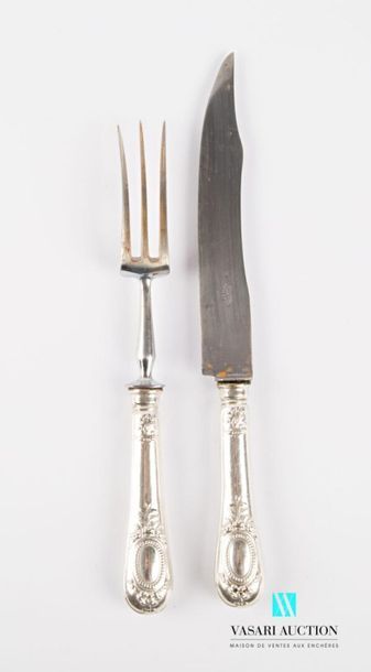 null Cutlery service cover, silver plated metal handles decorated with a blind medallion...