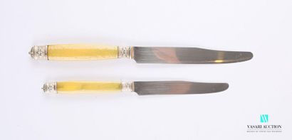 null Set of twelve table knives and twelve dessert knives, the handle in composition,...