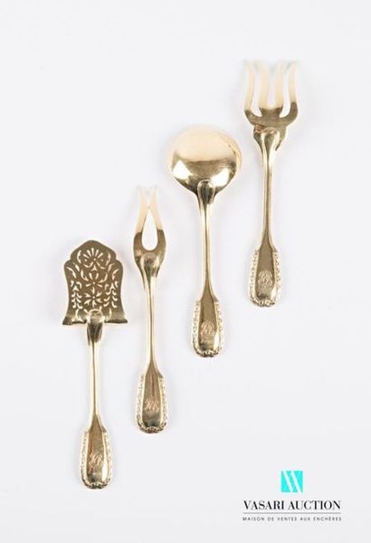 null Gold-plated silver candy set consisting of four pieces, the handle decorated...