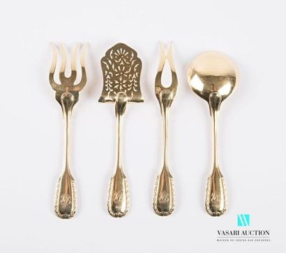 null Gold-plated silver candy set consisting of four pieces, the handle decorated...