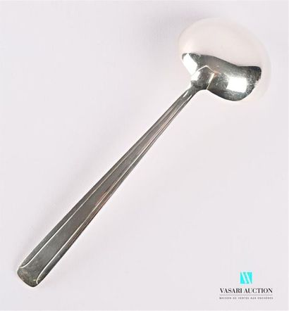 null Silver plated metal ladle, the handle is decorated with two chopstick threa...