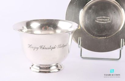 null Chocolate cup and saucer in plain silver metal, the cup marked Herzog Christoph...