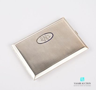 null Silver cigarette case in rectangular shape, the dishes decorated with thin bands,...