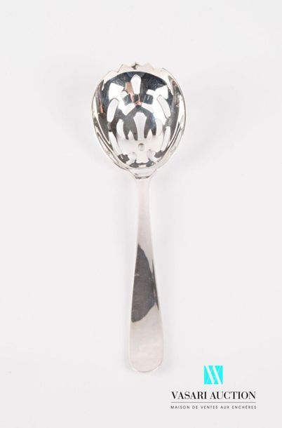 null Ice cube spoon in silver plated metal, plain handle, pierced spoon with claws...
