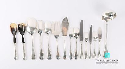 null Silverware set 800 thousandths, the handle with fillet decoration consisting...