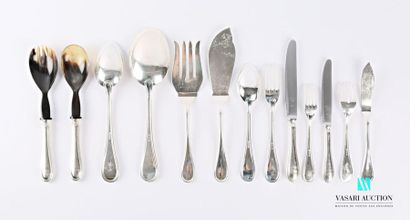 null Silverware set 800 thousandths, the handle with fillet decoration consisting...