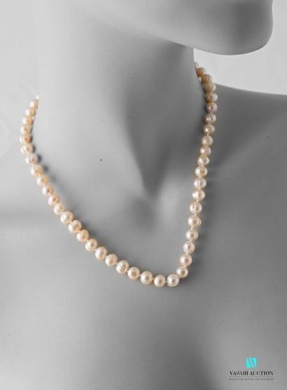 null Necklace made of fresh water pearls slightly pink, the clasp snap hook in metal
Length:...