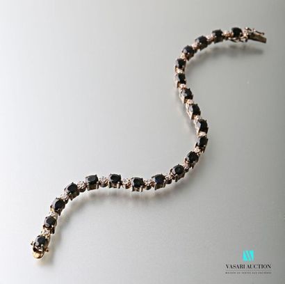 null 925 thousandths vermeil line bracelet set with 20 oval sapphires alternating...