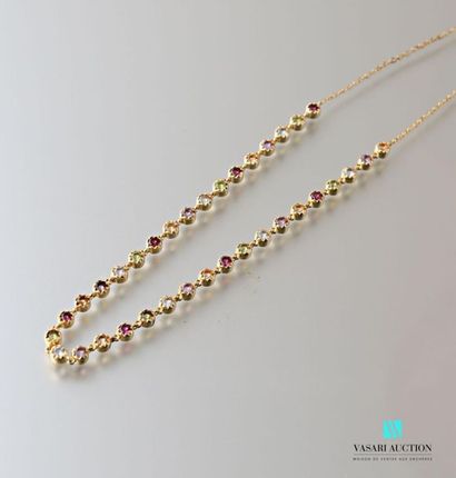 null Necklace in vermeil decorated with multicoloured round stones, clasp snap hook
Gross...