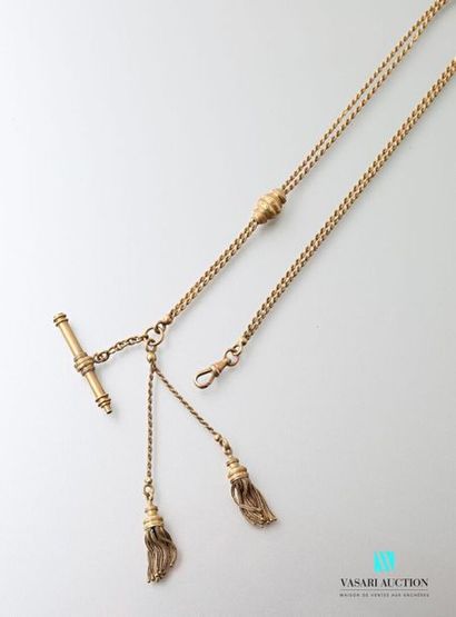 null Gold gilletière chain with double rows of twisted mesh with two runners, two...