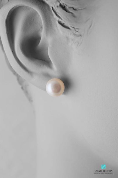 null Paire de boucles d'oreilles en argent 925 millièmes orné de perles blanche.
(défaut...