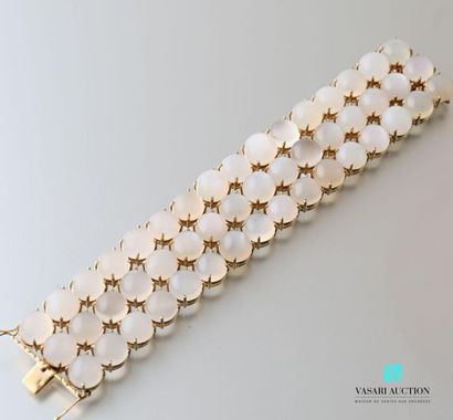 null Bracelet cuff in gilt and gold 375 thousandths decorated with three lines of...
