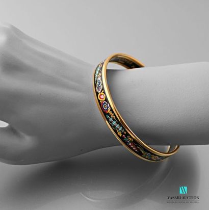 null HERMES
Gold-plated half-ring bracelet with polychrome decoration of printed...