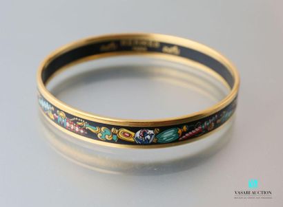 null HERMES
Gold-plated half-ring bracelet with polychrome decoration of printed...