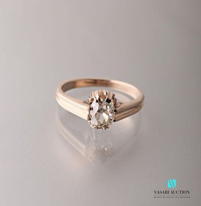 null Ring in pink gold 750 thousandths set with an old cut diamond of about 0.70...