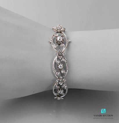 null Flexible Belle époque bracelet in 750 thousandths white gold, nine animated...