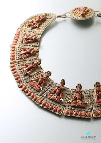 null Necklace metal breastplate decorated with characters in reserves decorated with...