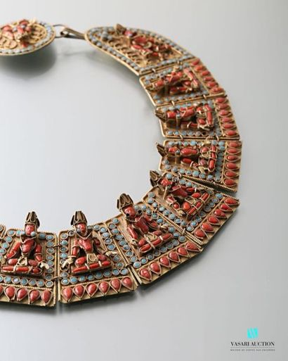 null Necklace metal breastplate decorated with characters in reserves decorated with...