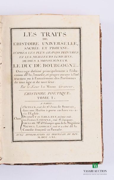 null LE MAIRE - Les traits de l'histoire universelle sacrée et profane d'après les...