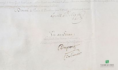 null [LOUIS PHILIPPE - BARON SARGET]
Lettre patente octroyant le titre de Baron au...