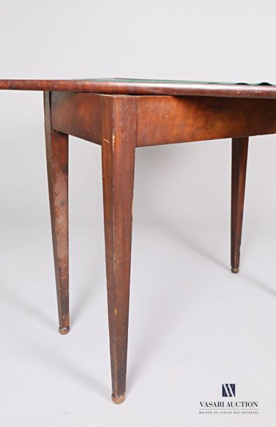  Mahogany veneer games table, the rectangular top swivels and unfolds, revealing...