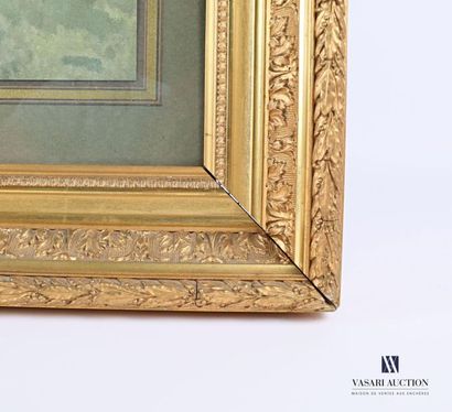 null Wooden frame and stucco molded with acanthus leaves and bundles of laurel branches,...