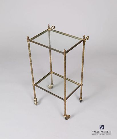 null Flying table, the straight uprights with gilded metal rings, the top plate and...