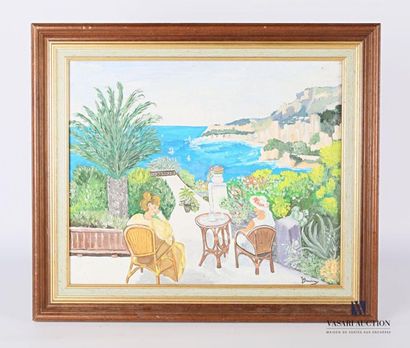 null Set of six framed pieces including : 
 - BUISSON (20th century) - Tea time -...