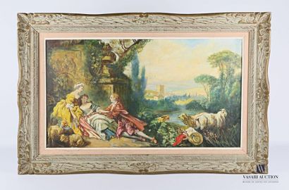 null French school of the 20th century
Scene of pastoral seduction
Oil on canvas
(a...