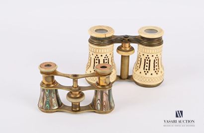 null Binoculars, tubes with perforated patterns flanked by friezes of interlaced...