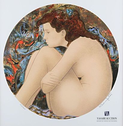 null BONNEFOIT Alain (born 1937)
Dreamy woman curled up 
Colour lithograph with round...