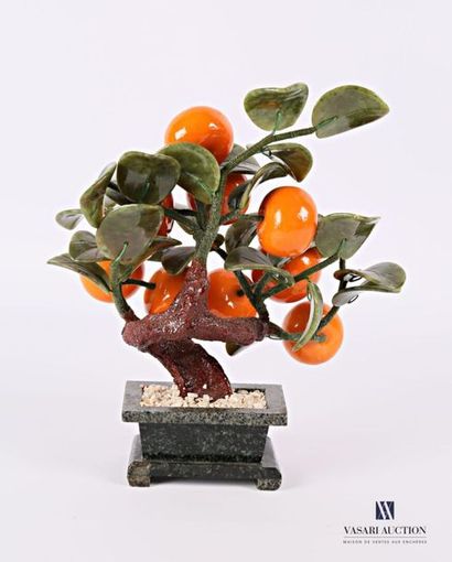 null Stained glass mandarin tree.
Chinese work of the 20th century
Top. : 24 cm 