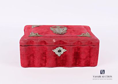 null Rectangular shaped box, with a moving front, concave sides and lid with openwork...
