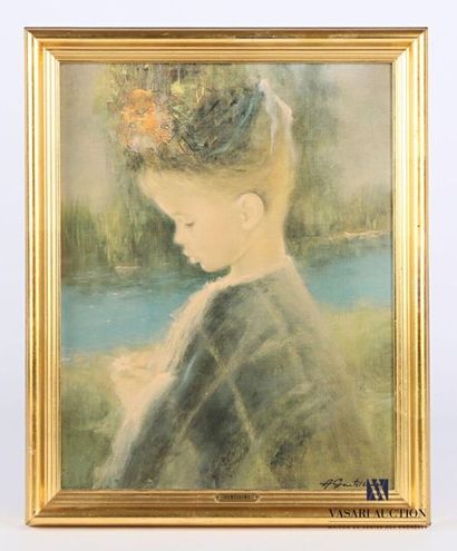  GENTILLI Armando (1909-1981), after Young girl with daisy Colour reproduction Framed...
