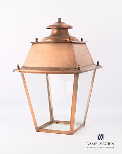 null Five-sided glazed copper lantern suspension 
(one glass is missing)
Top. Width:...