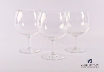 VAL SAINT-LAMBERT Three crystal tasting glasses...