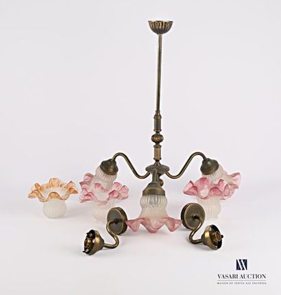 Suspension with three metal light arms, pink...